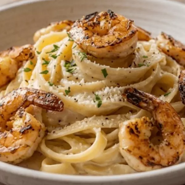 Fettuccine Alfredo with Shrimp