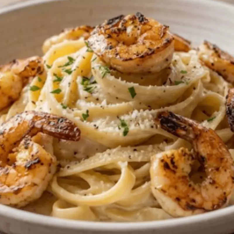 Fettuccine Alfredo with Shrimp